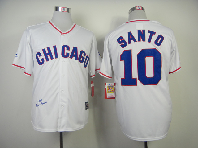 Men Chicago Cubs #10 Santo White Throwback 1988 MLB Jerseys->chicago cubs->MLB Jersey